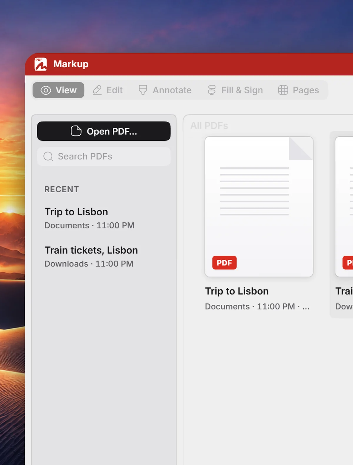Markup with two PDFs.